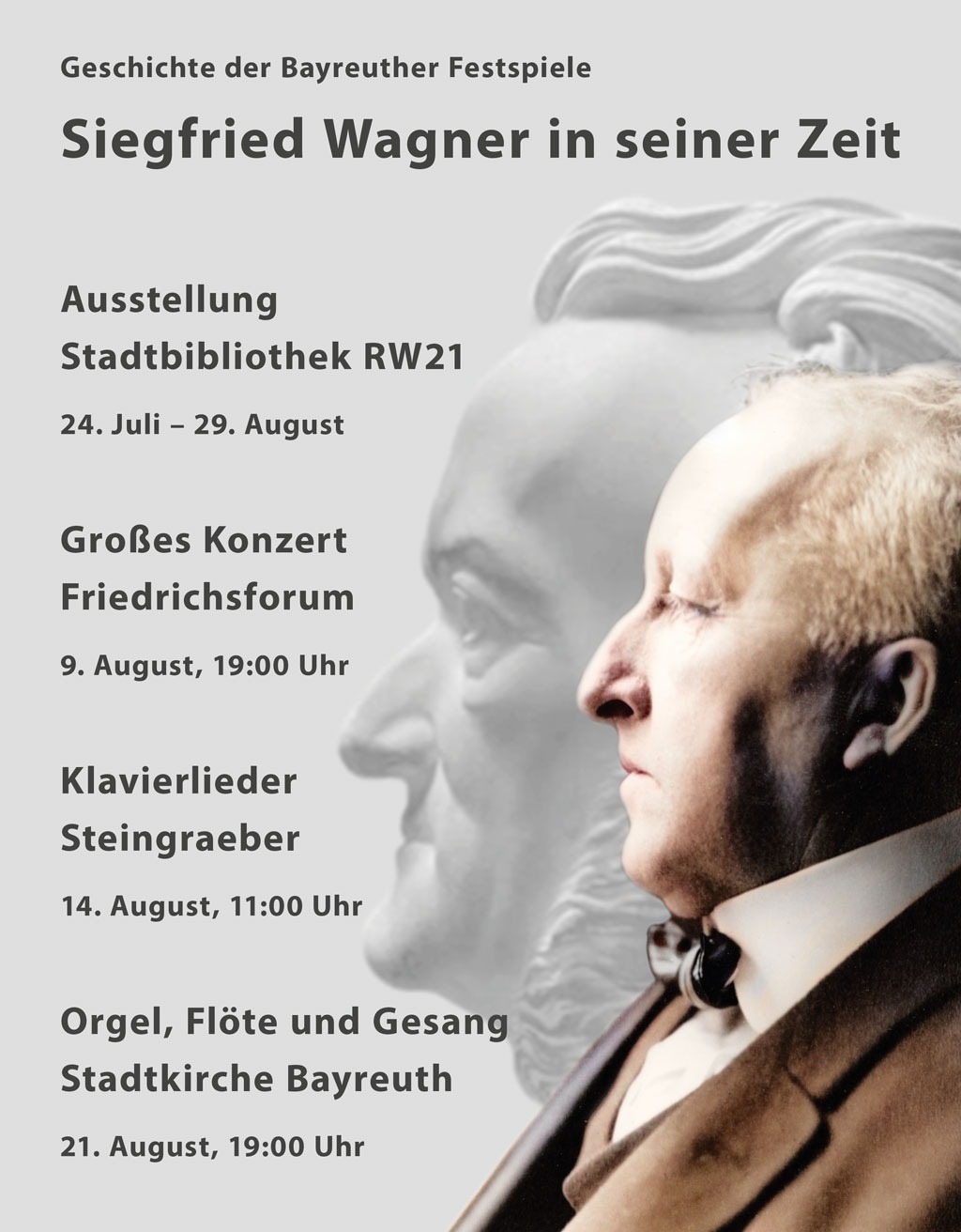 Ausstellung im RW21, Konzert im Friedrichsforum, Liedermatinée bei Steingraeber und Orgeltranskriptionen in der Stadtkirche