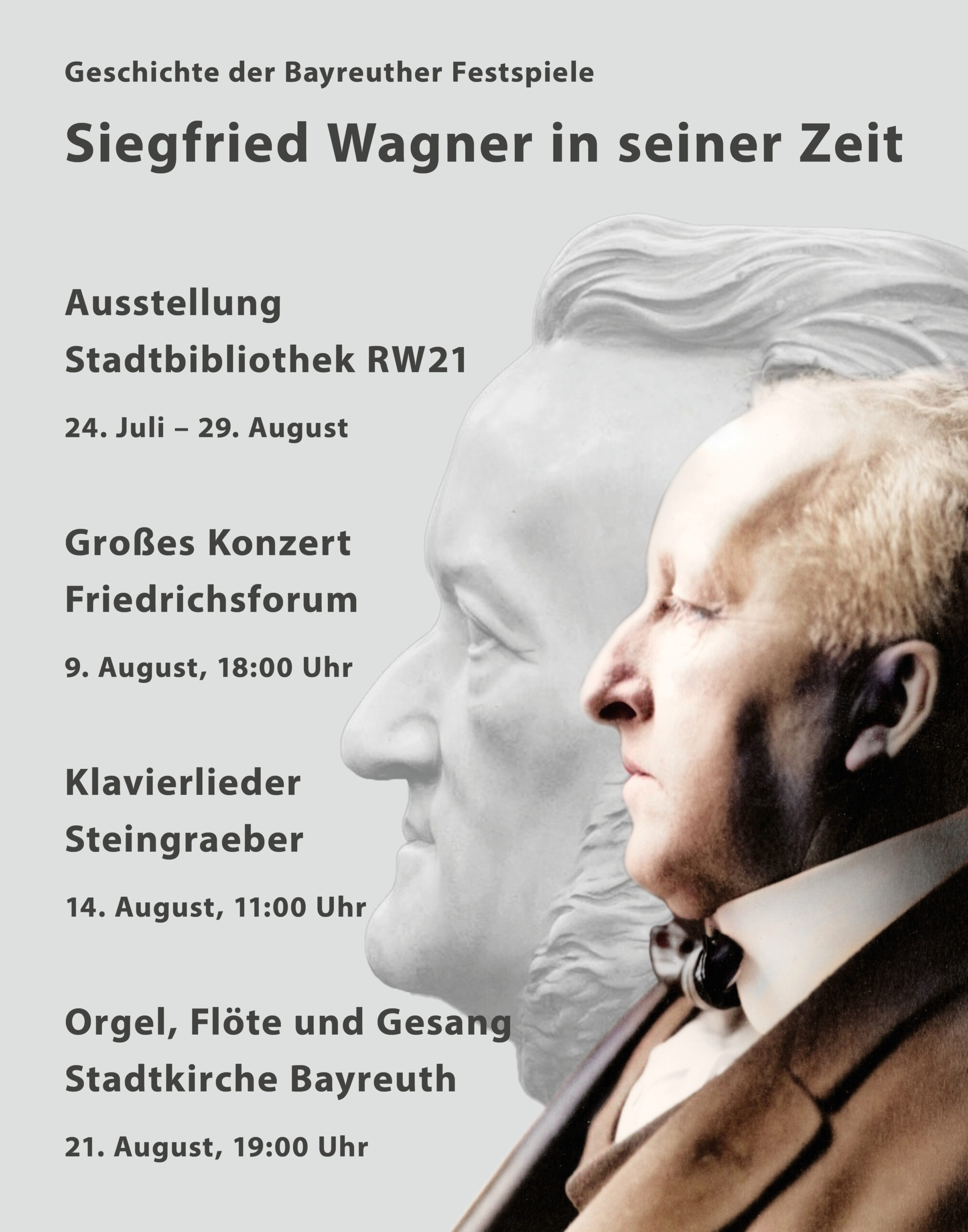 Ausstellung im RW21, Konzert im Friedrichsforum, Liedermatinée bei Steingraeber und Orgeltranskriptionen in der Stadtkirche